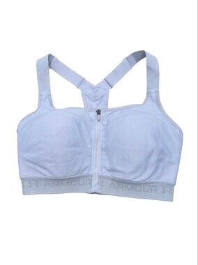 34D Under Armour Front Zip Sports Bra Light Blue Medium Support
